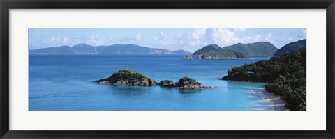 Framed US Virgin Islands, St. John, Trunk Bay, Tourists on vacations Print