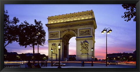 Framed Arc de Triomphe at dusk, Paris, France Print