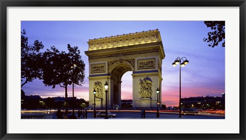 Framed Arc de Triomphe at dusk, Paris, France Print