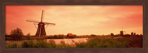 Framed Windmill, Kinderdigk, Netherlands Print