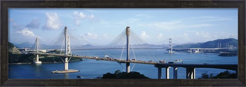 Framed Ting Kaw &amp; Tsing Ma Bridge Hong Kong China Print