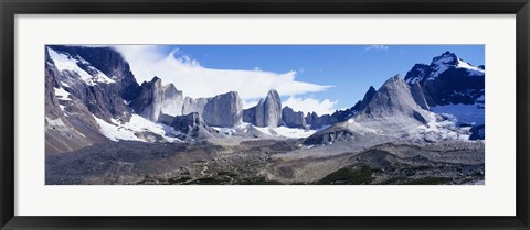 Framed Snow Covered Peaks,Torres Del Paine National Park, Patagonia, Chile Print