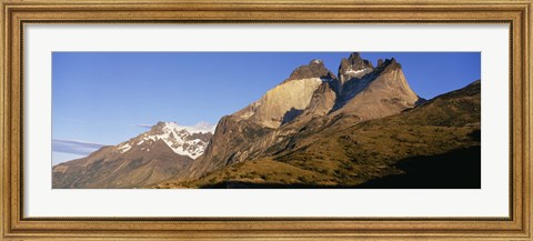 Framed Low angle view of a mountain range, Torres Del Paine National Park, Patagonia, Chile Print