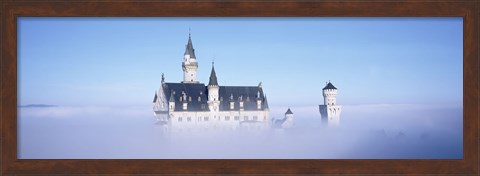 Framed Castle covered with fog, Neuschwanstein Castle, Bavaria, Germany Print