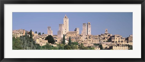 Framed Italy, Tuscany, Towers of San Gimignano, Medieval town Print