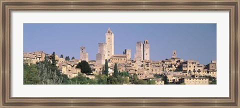 Framed Italy, Tuscany, Towers of San Gimignano, Medieval town Print