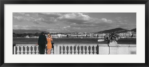 Framed Couple at Leman Geneva Switzerland Print