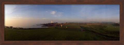 Framed Golf course with a lighthouse in the background, Turnberry, South Ayrshire, Scotland Print