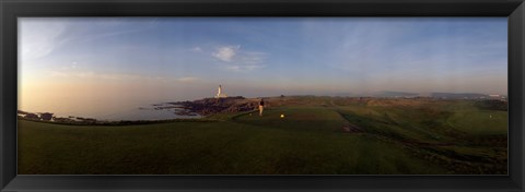 Framed Golf course with a lighthouse in the background, Turnberry, South Ayrshire, Scotland Print