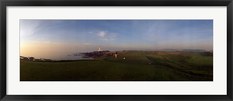 Framed Golf course with a lighthouse in the background, Turnberry, South Ayrshire, Scotland Print