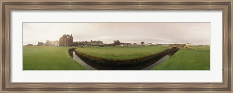 Framed Golf course with buildings in the background, The Royal and Ancient Golf Club, St. Andrews, Fife, Scotland Print