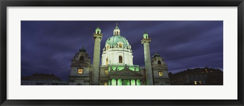 Framed Facade of St. Charles Church at Night, Austria Print