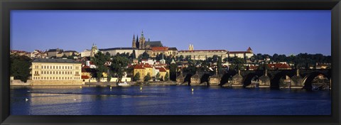Framed Charles Bridge and Buildings along the River, Prague Czech Republic Print