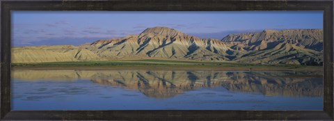 Framed Reflection of hills in a lake, Cayirhan, Turkey Print