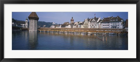 Framed Covered bridge over a river, Chapel Bridge, Reuss River, Lucerne, Switzerland Print