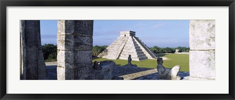 Framed Pyramid in a field, El Castillo, Chichen Itza, Yucatan, Mexico Print