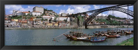 Framed Bridge Over A River, Dom Luis I Bridge, Douro River, Porto, Douro Litoral, Portugal Print