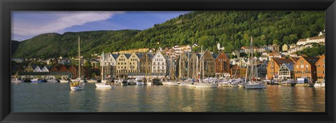 Framed Boats in a River, Bergen, Hordaland, Norway Print