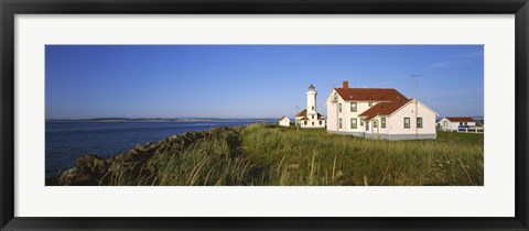 Framed Lighthouse on a landscape, Ft. Worden Lighthouse, Port Townsend, Washington State, USA Print