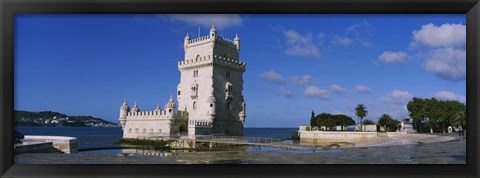 Framed Fort at the coast, Torre De Belem, Lisbon, Portugal Print