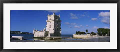 Framed Fort at the coast, Torre De Belem, Lisbon, Portugal Print