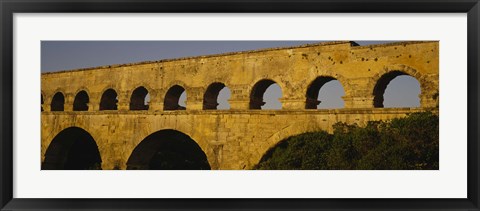 Framed High section view of an ancient aqueduct, Pont Du Gard, Nimes, Provence, France Print