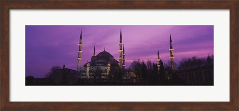 Framed Blue Mosque with Purple Sky, Istanbul, Turkey Print