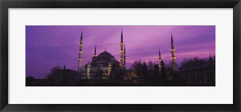 Framed Blue Mosque with Purple Sky, Istanbul, Turkey Print