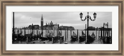 Framed Gondolas with a church in the background, Church Of San Giorgio Maggiore, San Giorgio Maggiore, Venice, Veneto, Italy Print