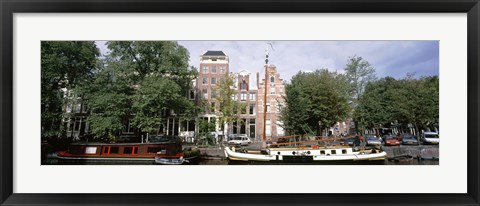 Framed Netherlands, Amsterdam, Boats in canal Print