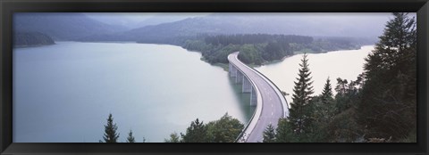 Framed Germany, Bavaria, Bridge over Sylvenstein Lake Print