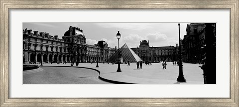 Framed Louvre Museum, Paris, France (black and white) Print