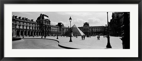 Framed Louvre Museum, Paris, France (black and white) Print