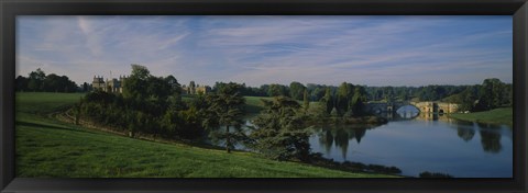 Framed Reflection of trees and a bridge in water, Blenheim Palace, Woodstock, Oxfordshire, England Print