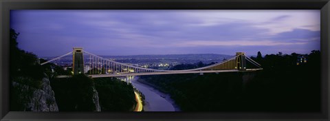 Framed Bridge over a river, Clifton Suspension Bridge, Bristol, England Print