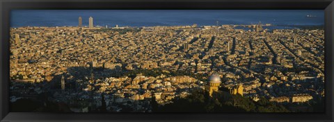 Framed Aerial View of Barcelona, Spain Print