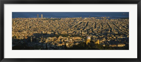 Framed Aerial View of Barcelona, Spain Print