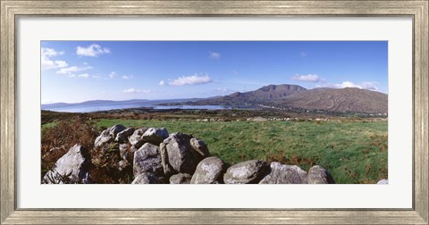 Framed UK, Ireland, Beara Peninsula, Rocks in front of Caha Mountains Print