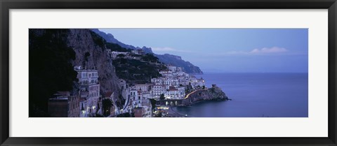 Framed High angle view of a village near the sea, Amalfi, Amalfi Coast, Salerno, Campania, Italy Print