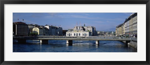 Framed Bridge over a river, Geneva, Switzerland Print