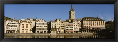 Framed Switzerland, Zurich, Buildings at the waterfront Print