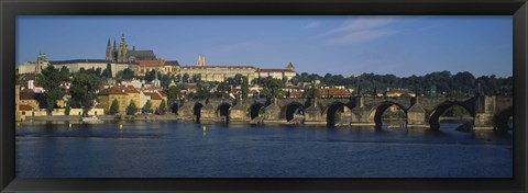 Framed Bridge across a river, Charles Bridge, Vltava River, Prague, Czech Republic Print