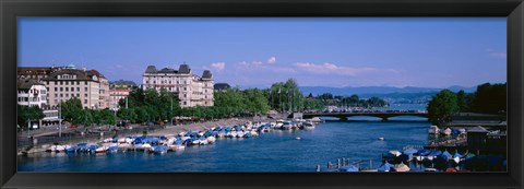 Framed High angle view of a harbor, Zurich, Switzerland Print