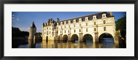 Framed Reflection of a castle in water, Chateau De Chenonceaux, Chenonceaux, Loire Valley, France Print