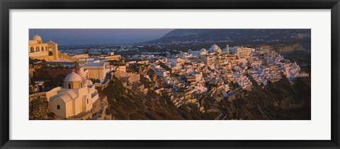 Framed High angle view of buildings in a town, Fira, Santorini, Cyclades Islands, Greece Print