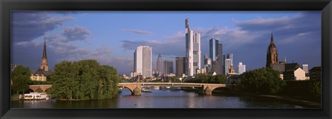 Framed Cityscape, Alte Bridge, Rhine River, Frankfurt, Germany Print