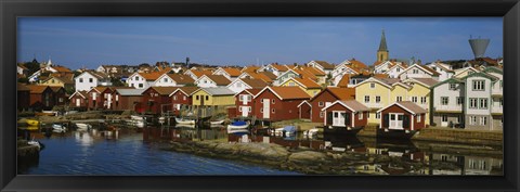 Framed High Angle View Of A Town, Smogen, Bohuslan, Sweden Print