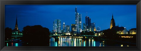 Framed Buildings at the waterfront, Frankfurt, Hesse, Germany Print