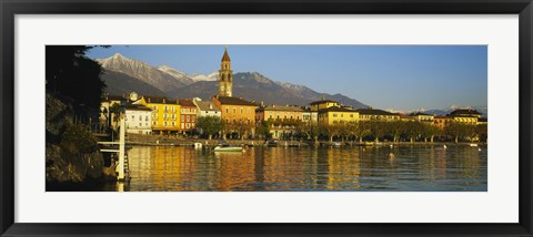 Framed Town At The Waterfront, Ascona, Ticino, Switzerland Print