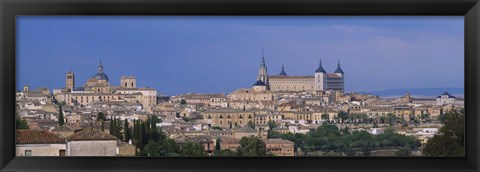 Framed Aerial view of a city, Alcazar, Toledo, Spain Print